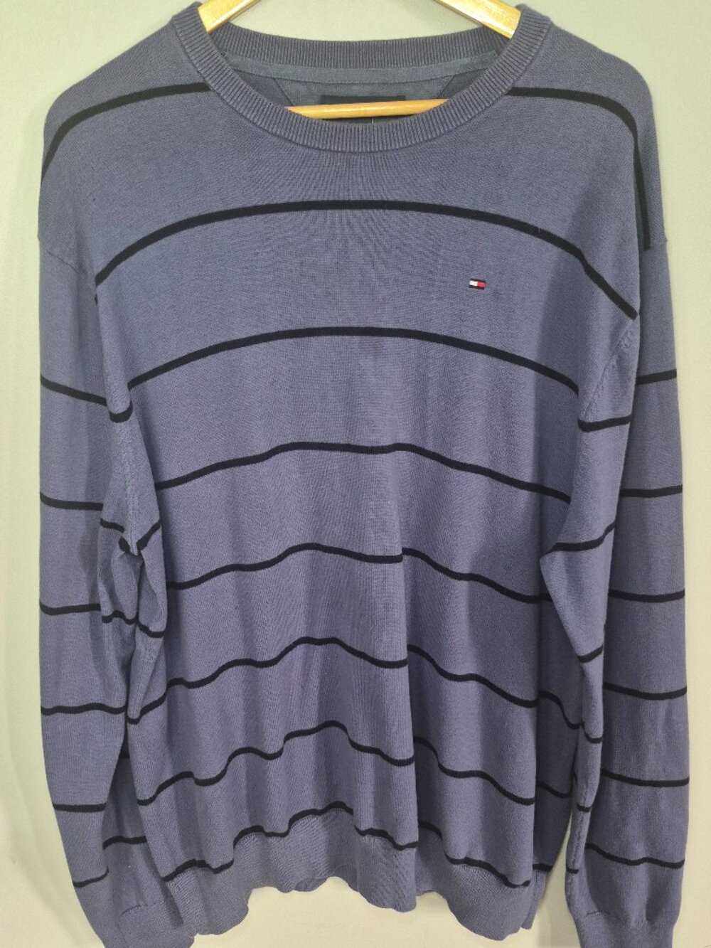 Tommy Hilfiger XXL Striped Crewneck Sweater Grey Blue Black Pullover